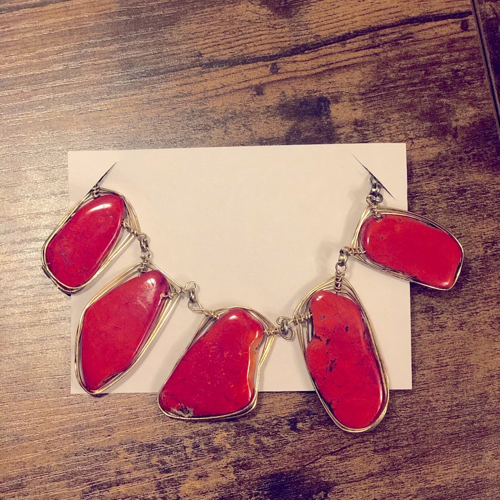 Gold & Red Statement Necklace